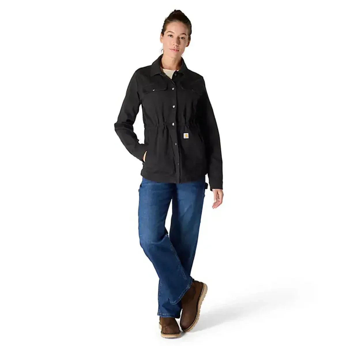 Tencel Fiber Series Coat Black Button Front Long Sleeve by Carhartt