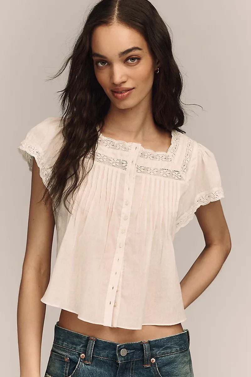 100% Cotton Pintuck Blouse by Raisonnel