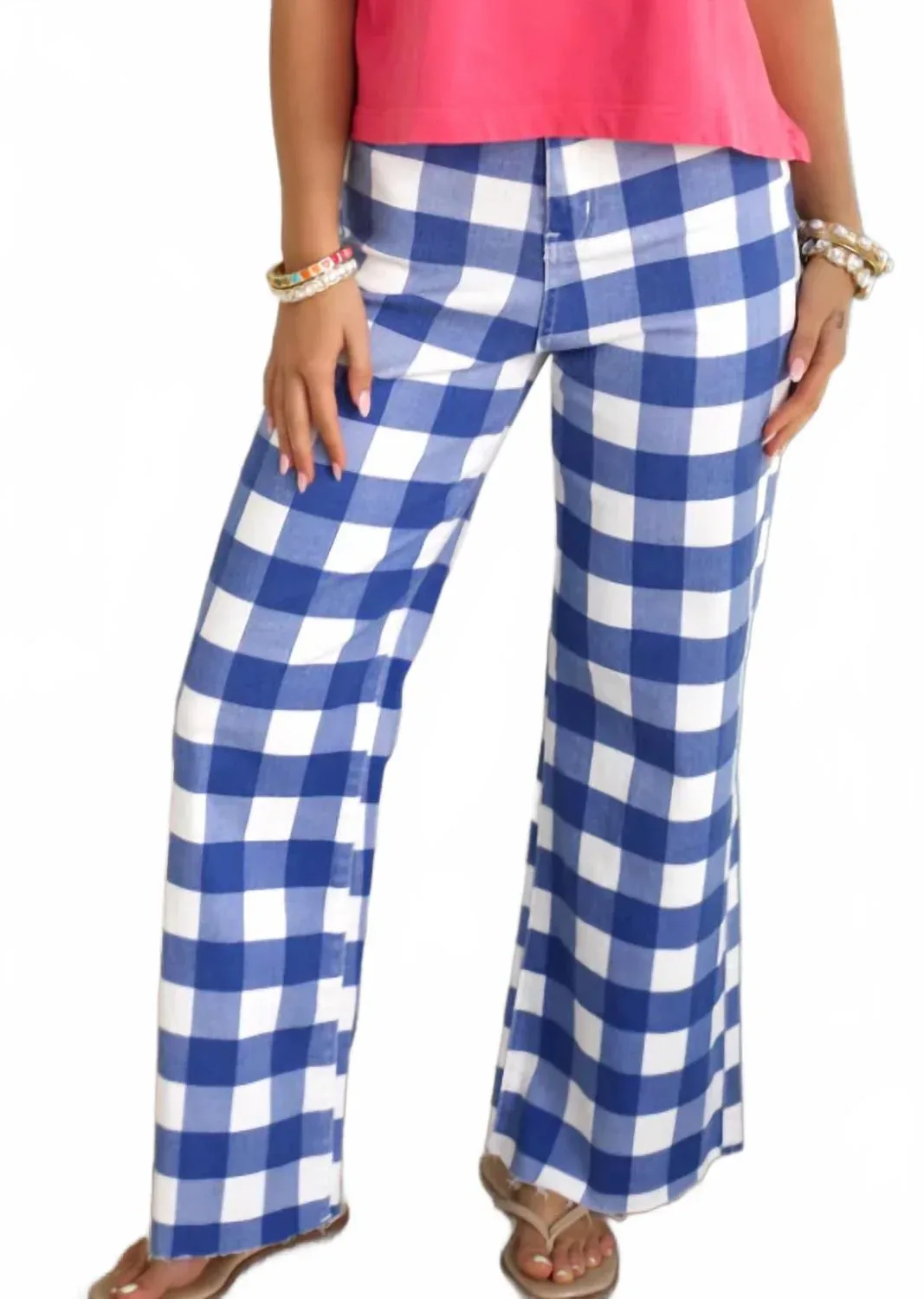 Daydream Denim Pants in Blue Gingham by Poppy & Pine