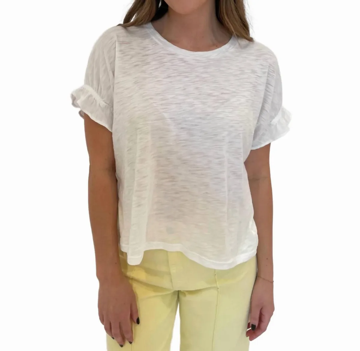 Signature Slub Puff & Ruffle Sleeve Tee by GOLDIE