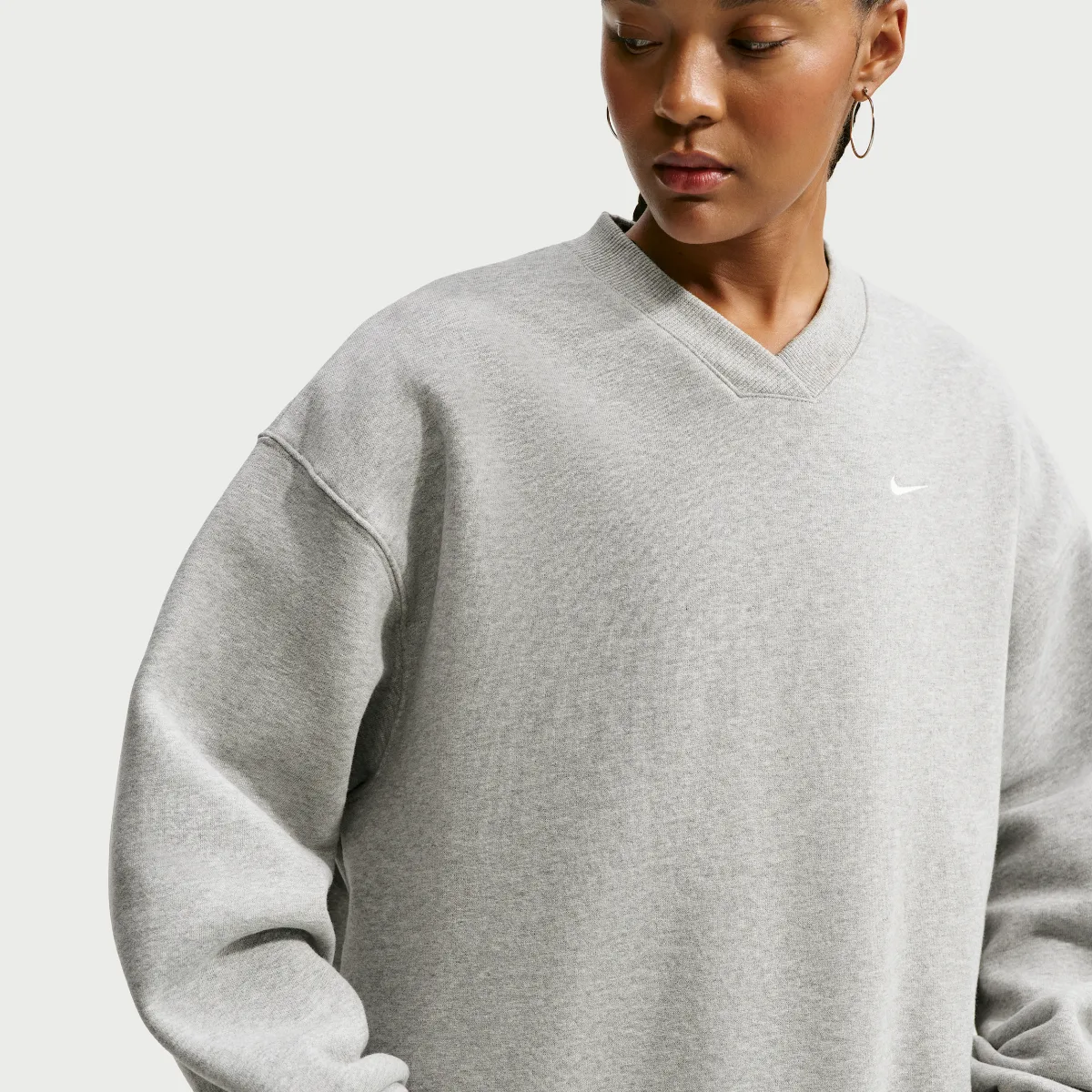Studio Fleece Weight Oversized V-Neck Top by Nike