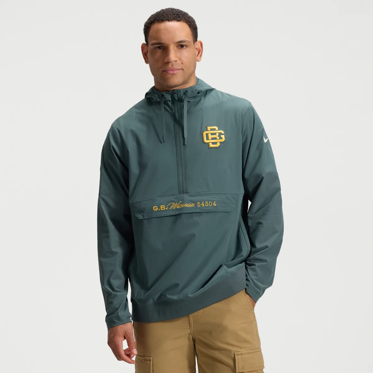 Bay Packers Rivalries Collection Sideline Anorak NFL 1/2-Zip Hooded Jacket by Nike