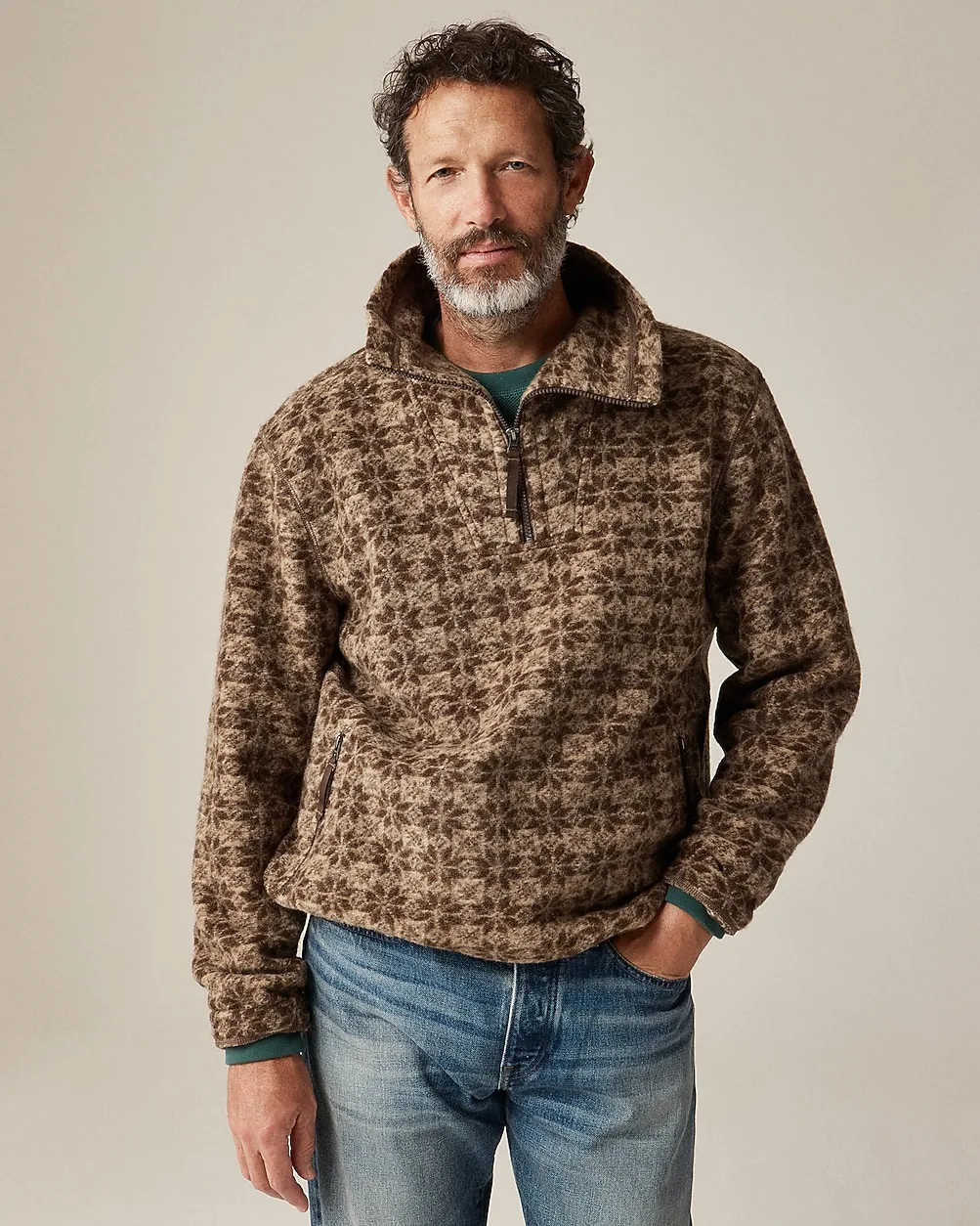 Wool-Blend Sherpa Fleece Quarter-Zip Pullover by J.Crew
