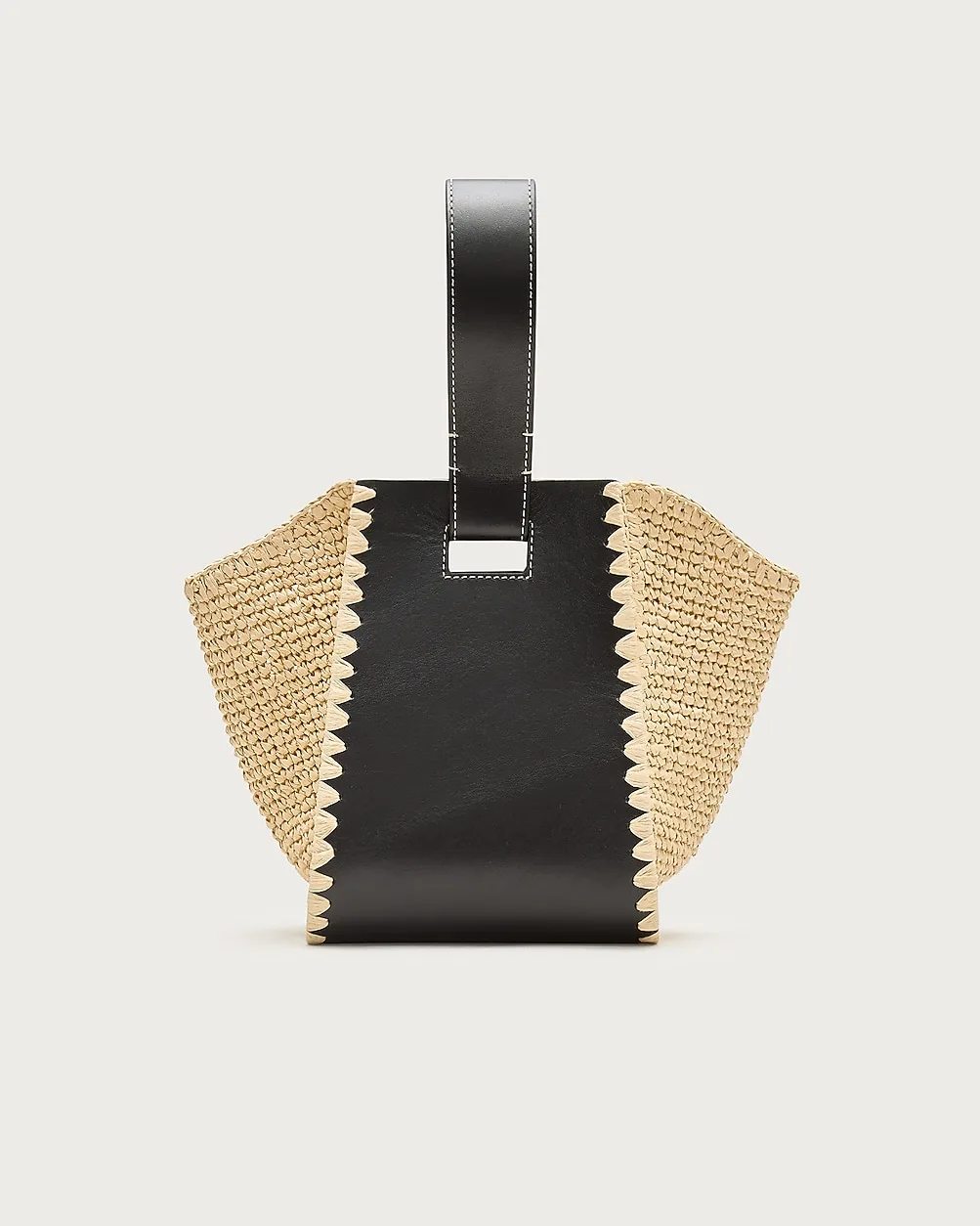 Top-Handle Bag in Handknotted Straw and Leather by J.Crew