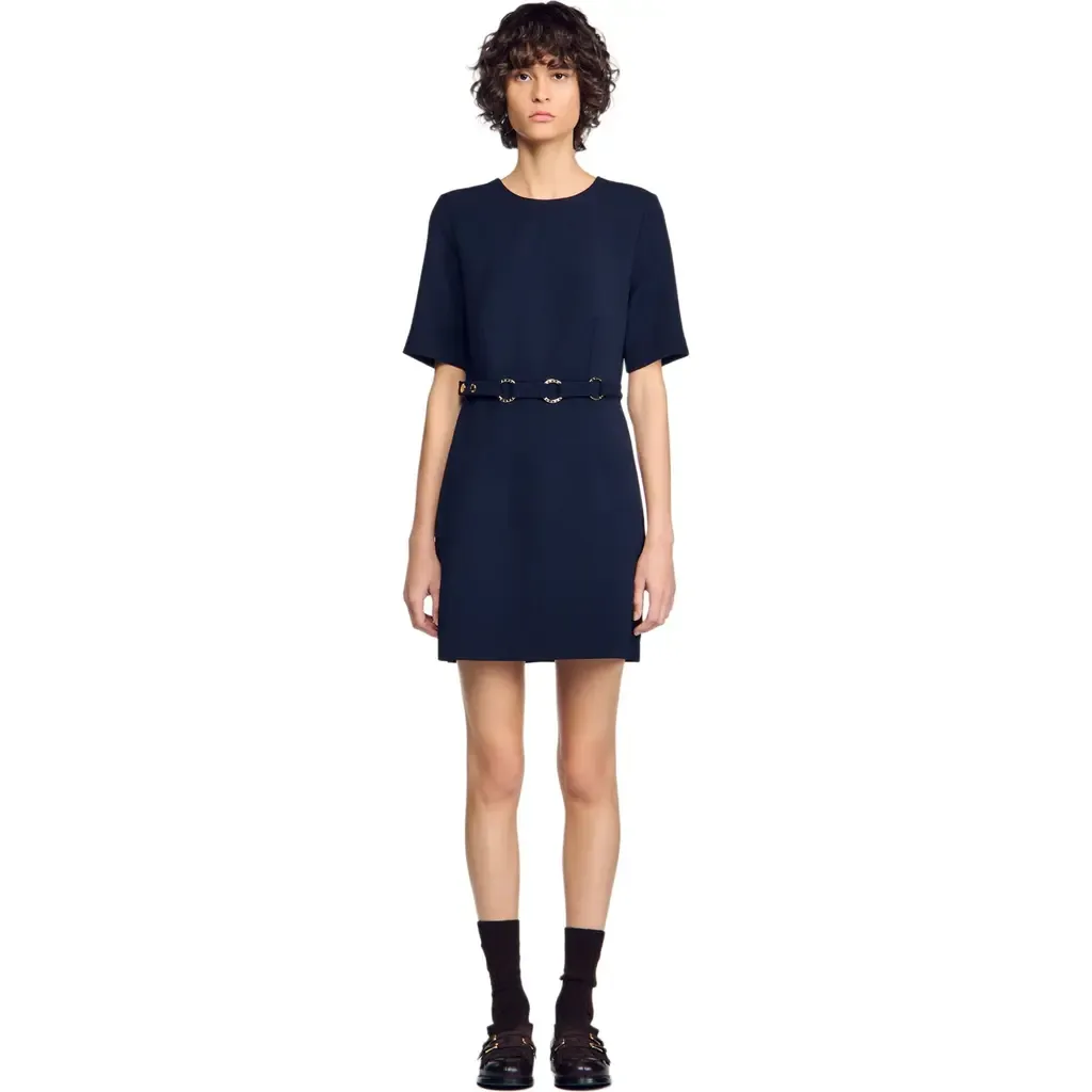 Short Dress with Ring Belt by SANDRO