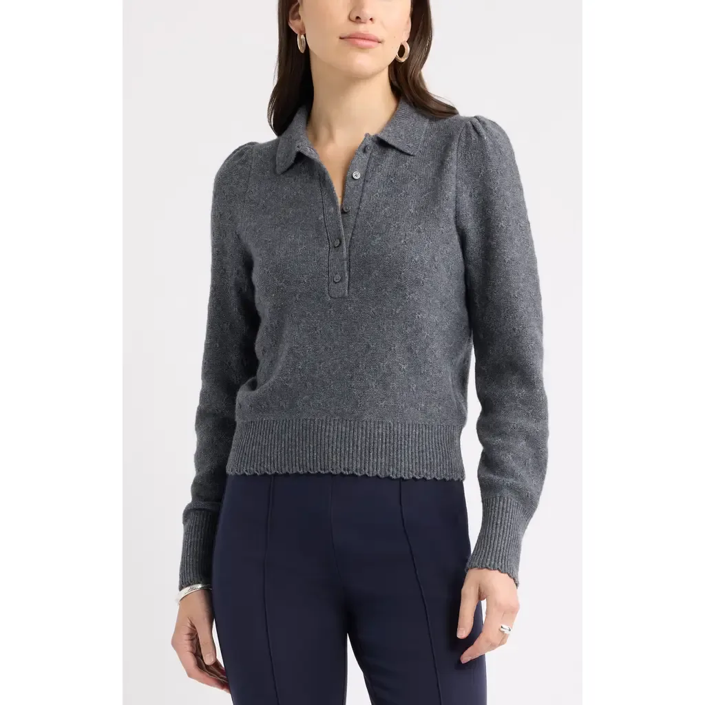 Puff Shoulder Wool & Cashmere Polo Sweater by caslon(r)