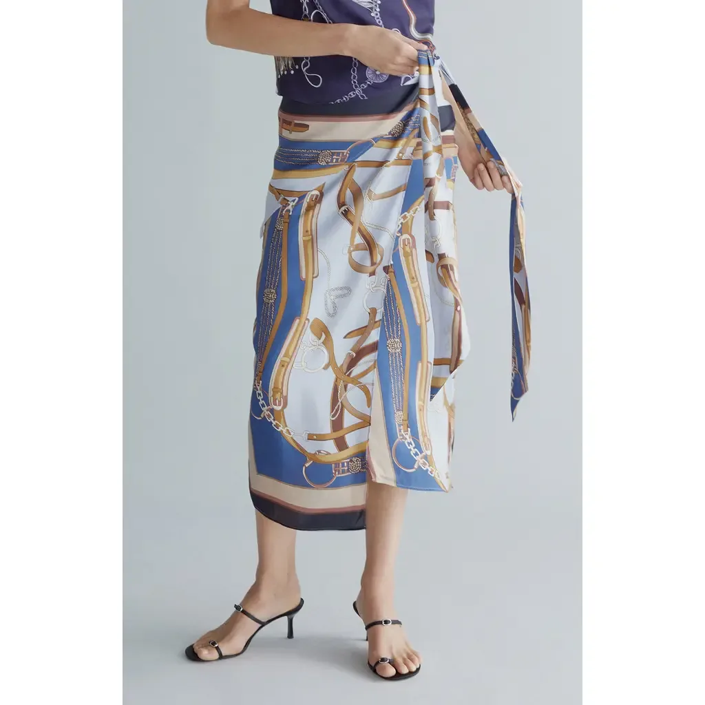 Print Side Tie Maxi Skirt by MANGO