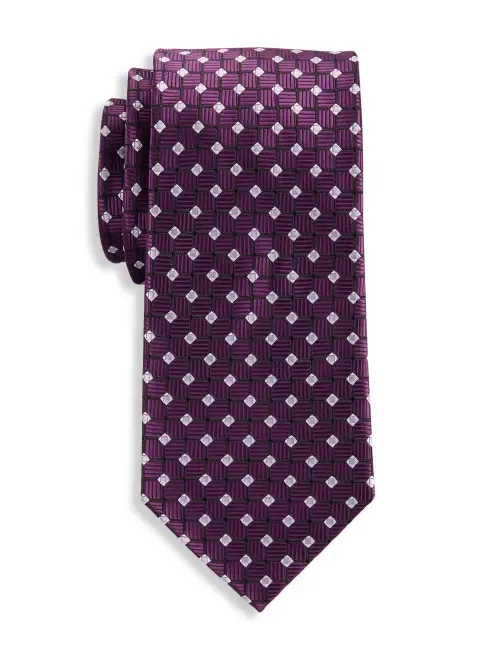 Geometric Grid Patterned Tie by Oak Hill by DXL