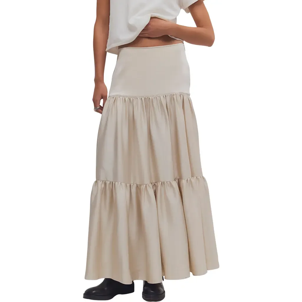 Juliette Satin Tiered Maxi Skirt by Free People
