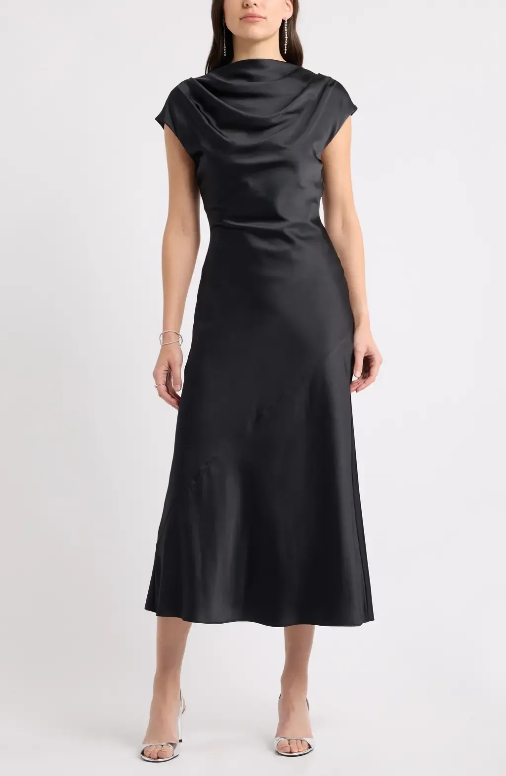Cowl Neck Column Midi Dress
