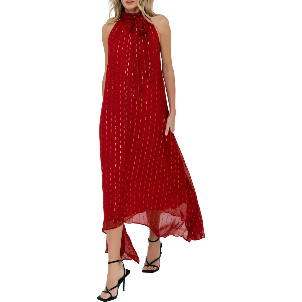 Sybil Metallic Print Chiffon Dress by CIEBON