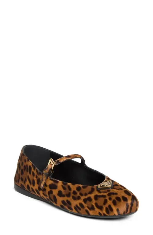 Logo Genuine Calf Hair Mary Jane by Prada