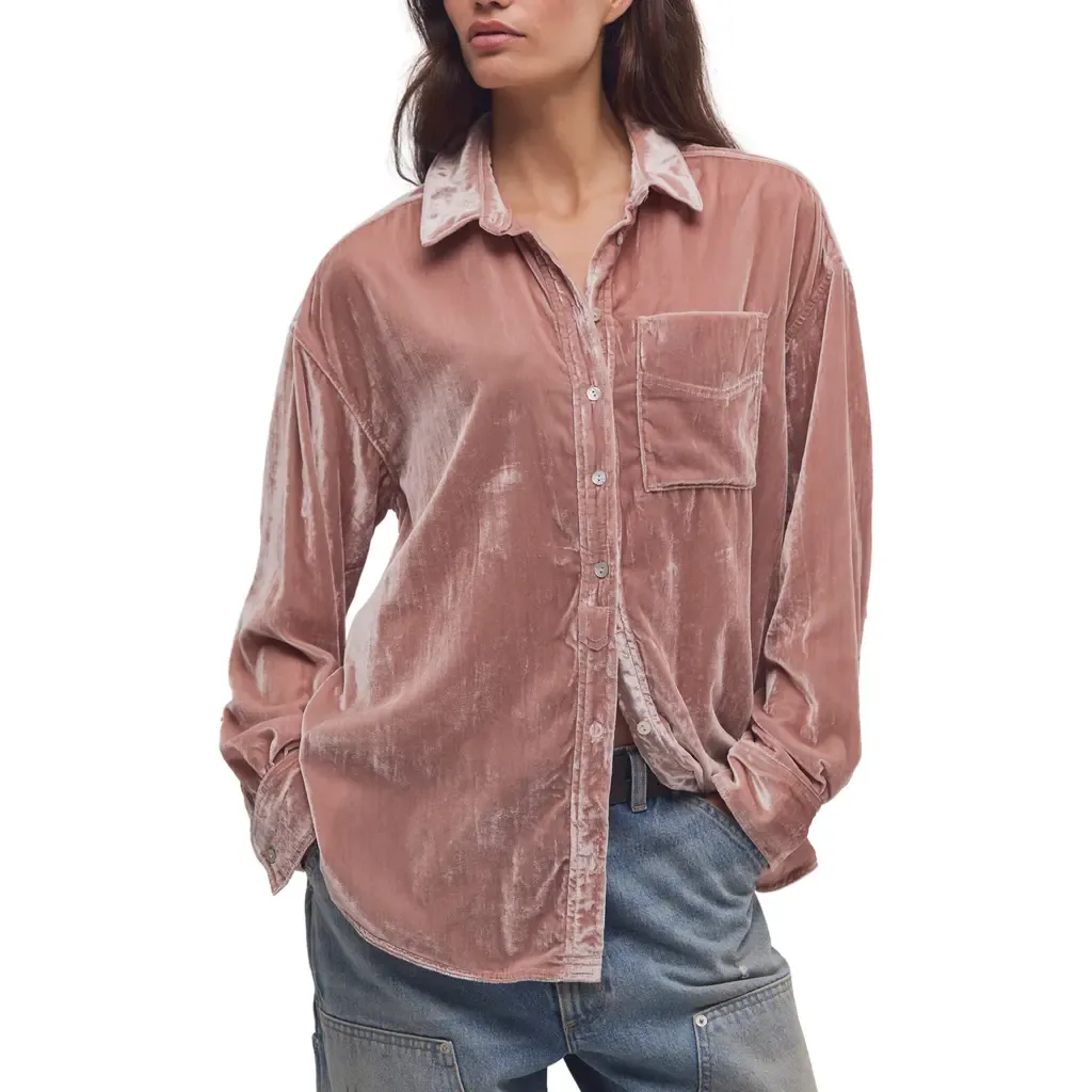Lexi Velvet Button Down Shirt by Free People