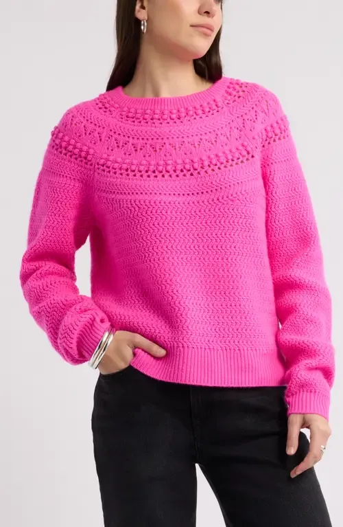 Mixed Stitch Wool & Cashmere Sweater by caslon(r)