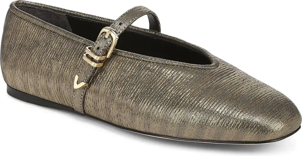 Margot Mary Jane Flat in Gold Leather by Favorite Daughter