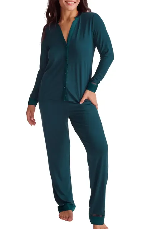 Tuxedo Satin Trim Pajamas by Fleur'T