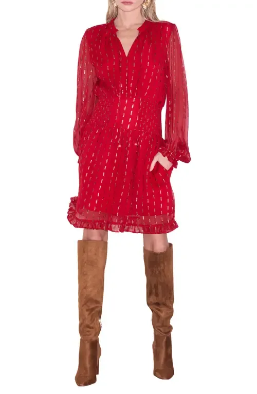 Moschata Metallic Print Long Sleeve Dress