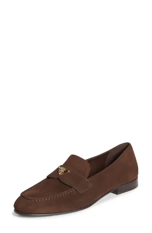 Logo Suede Loafer by Prada