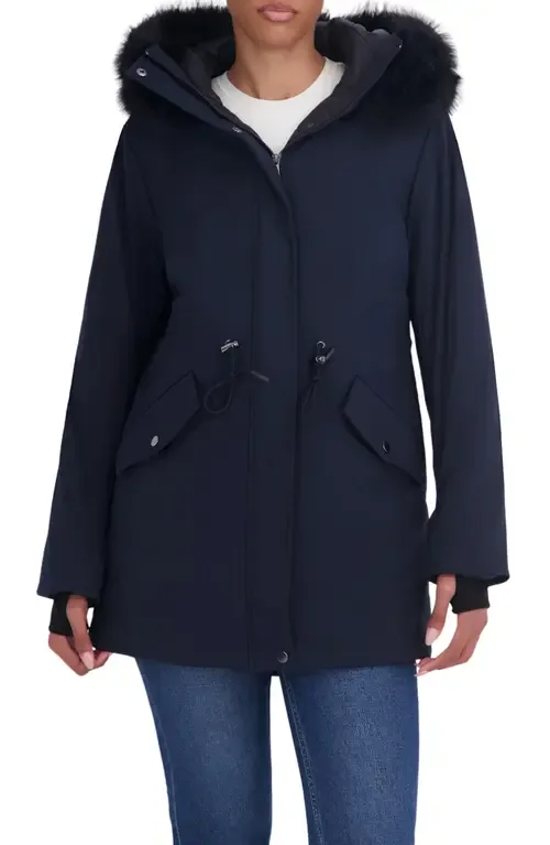 Faux Fur Trim Insulated Parka by Sebby Collection Gold Label