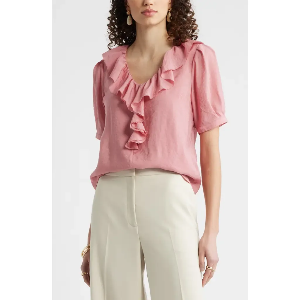 Ruffle Crinkle Semisheer Top by Nordstrom