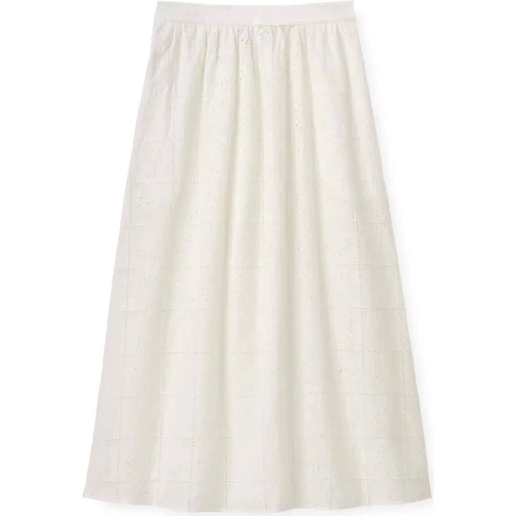 Celine Eyelet Midi Skirt