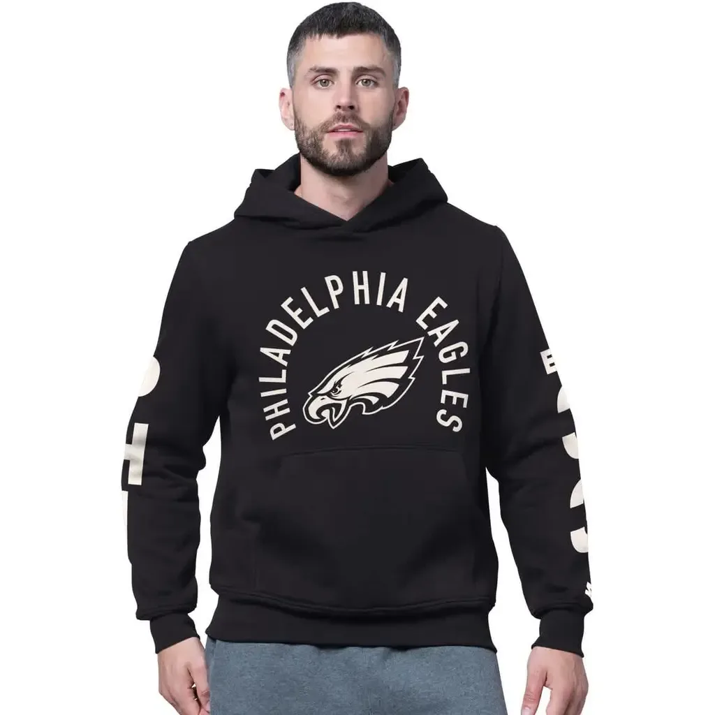 Starter Black Philadelphia Eagles Handoff Fleece Hoodie Sweatshirt by STARTER