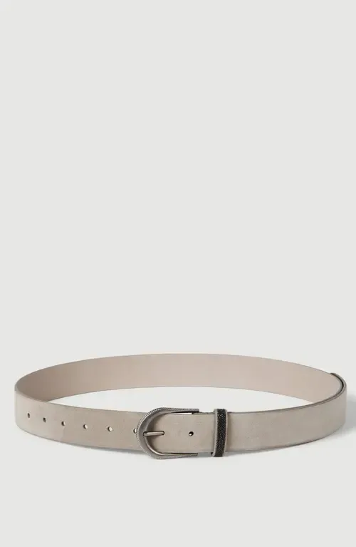 Suede Belt with Monili by Brunello Cucinelli