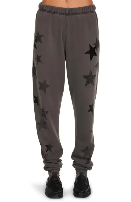 Nika Black Crystal Multi Stars Sweatpants by Lauren Moshi