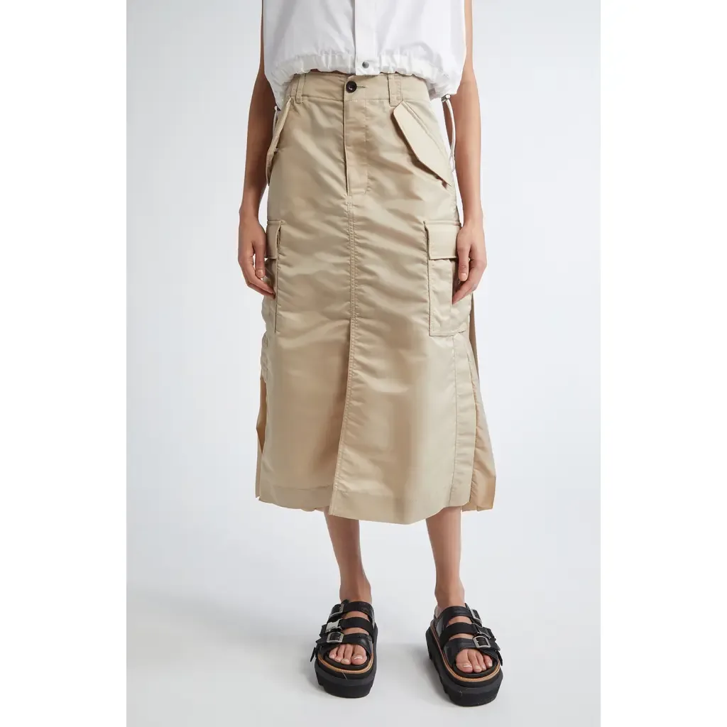 Insulated Nylon Twill Midi Cargo Skirt by Sacai