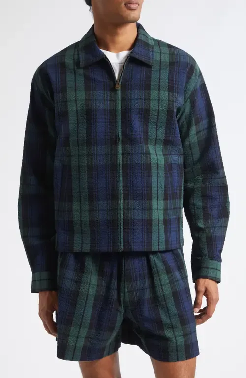 Plaid Cotton Seersucker Zip Jacket by JW Anderson