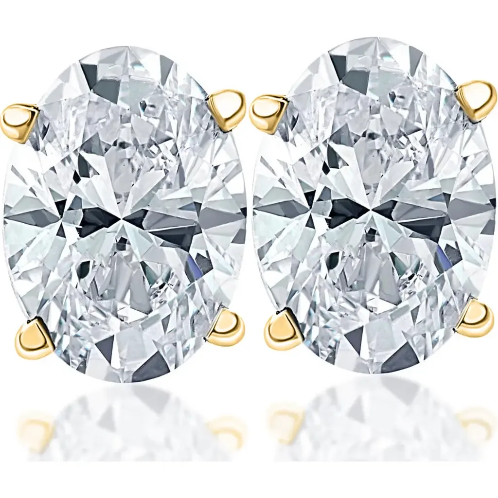 2 ct Lab Grown Oval Shape Diamond Studs 14k Gold Earrings by Bliss Diamond