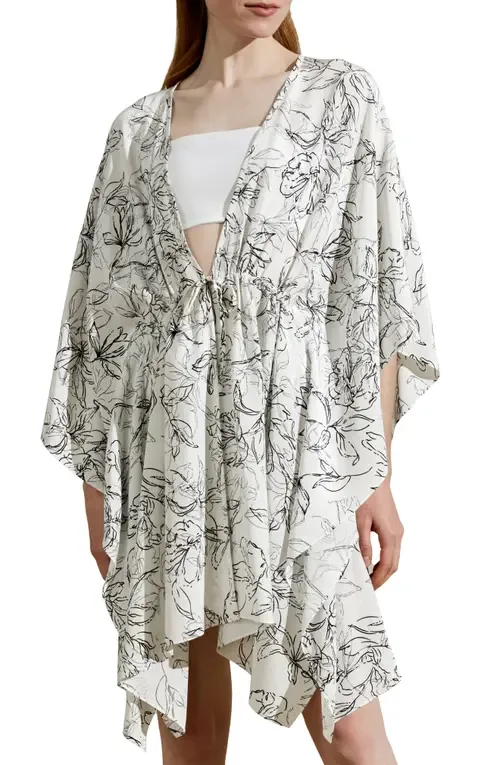 Floral Sketch Silk Cardigan by Lilysilk
