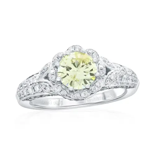 14K White Gold 0.93ct Yellow Diamond & 0.71cttw Diamond Ring by SOUZANA by Suzy Levian