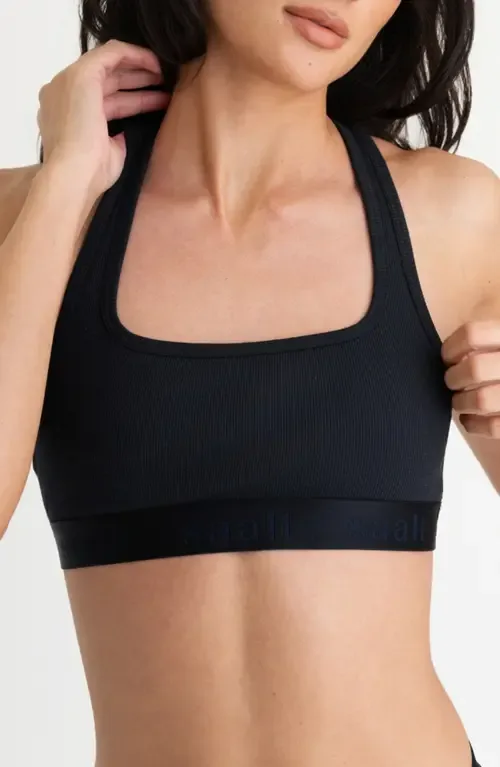 Square Neck Rib Cotton Blend Bralette