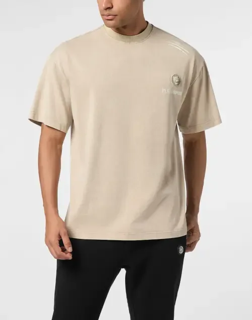 Cotton Round Neck T-Shirt Cold Dye by PLEIN SPORT