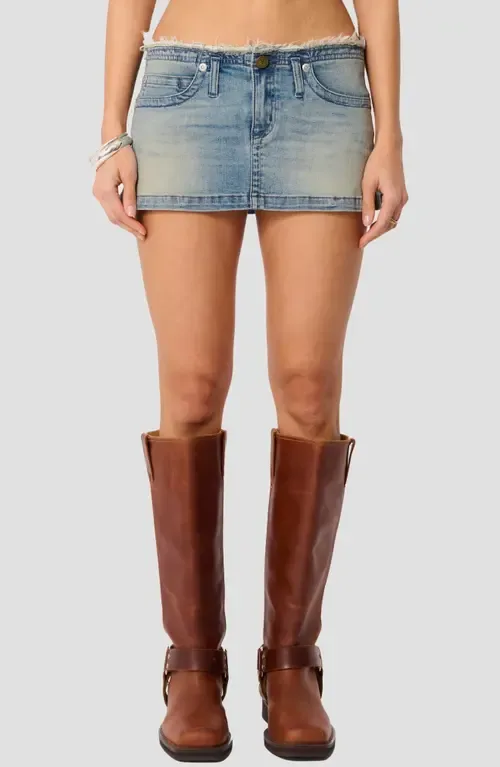 A Low Mini Denim Skirt by ABRAND