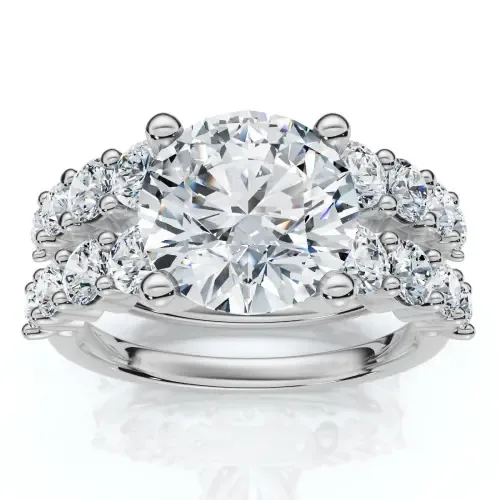 Certified 3 6/8ct Diamond Engagement Wedding Ring Set 14k Gold Lab Grown by Bliss Diamond