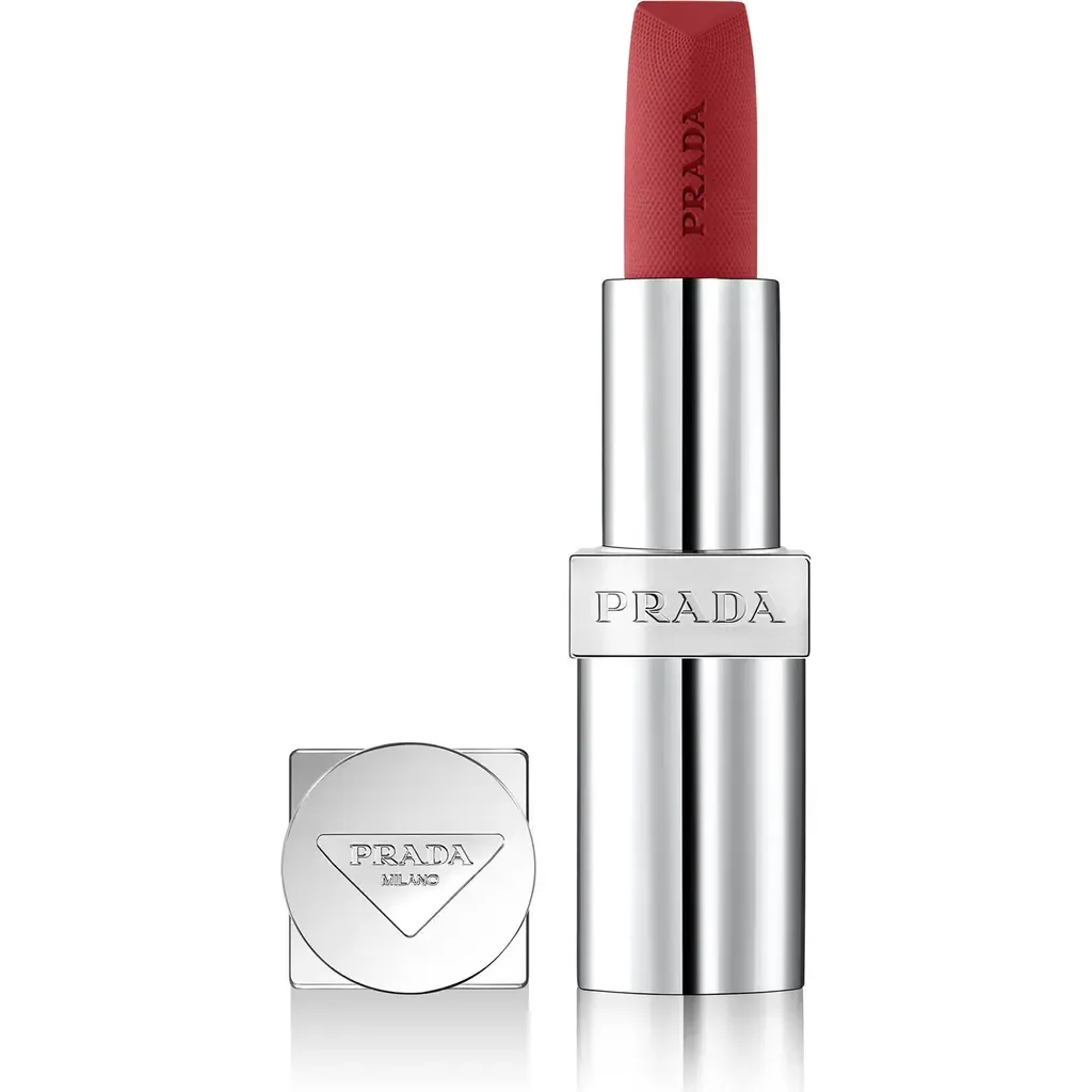 Monochrome Soft Matte Refillable Lipstick in B102 Sienne - Berry Brown by Prada