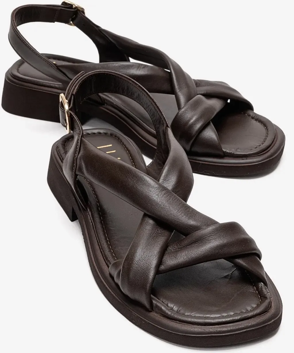 Frand Leather Crisscross Strap Sandal by Forever & Always Shoes
