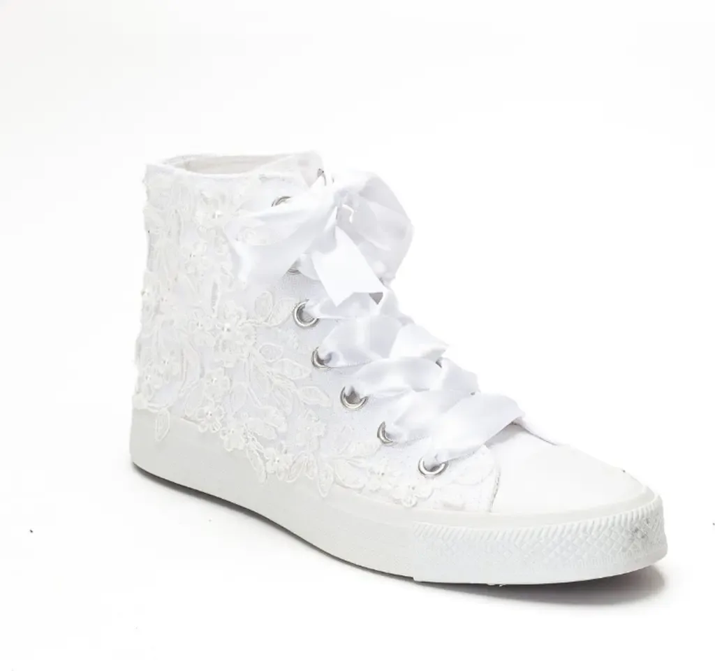 Isolde Lace High Top Bridal Sneaker by Forever & Always Shoes