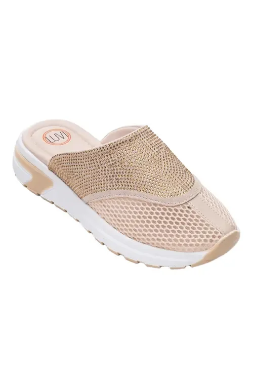 GLEA Mesh Rhinestone Mules by Prologue Shoes