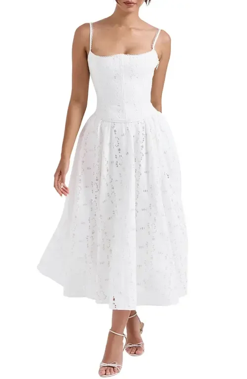 Francine Cotton Eyelet Skirt by HOUSE OF CB