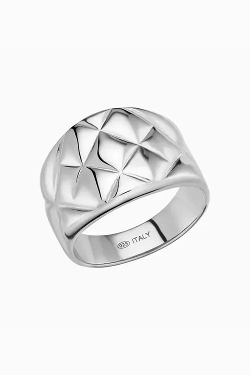 Sterling Silver Bold Quilted Ring by Oradina