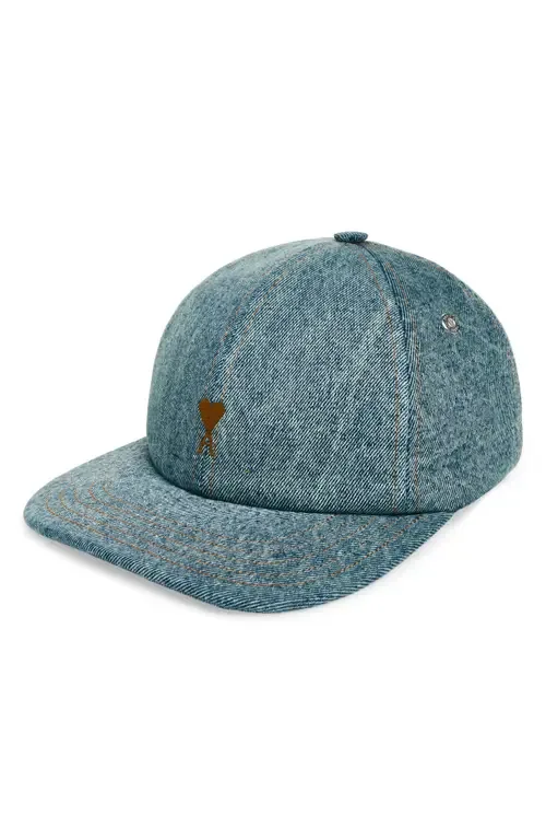 Ami De Coeur Embroidered Denim Baseball Cap by AMI PARIS