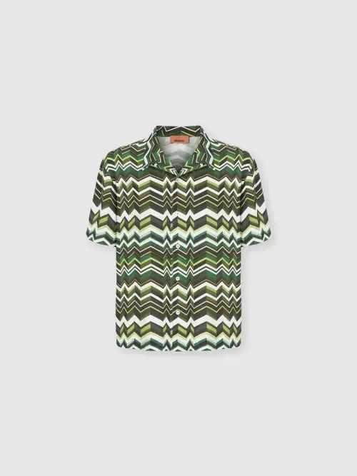 Bowling Shirt in Viscose with Zigzag Print by UM