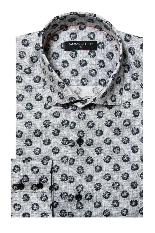 Fuoco Print Button-Up Long Sleeve Shirt by MASUTTO