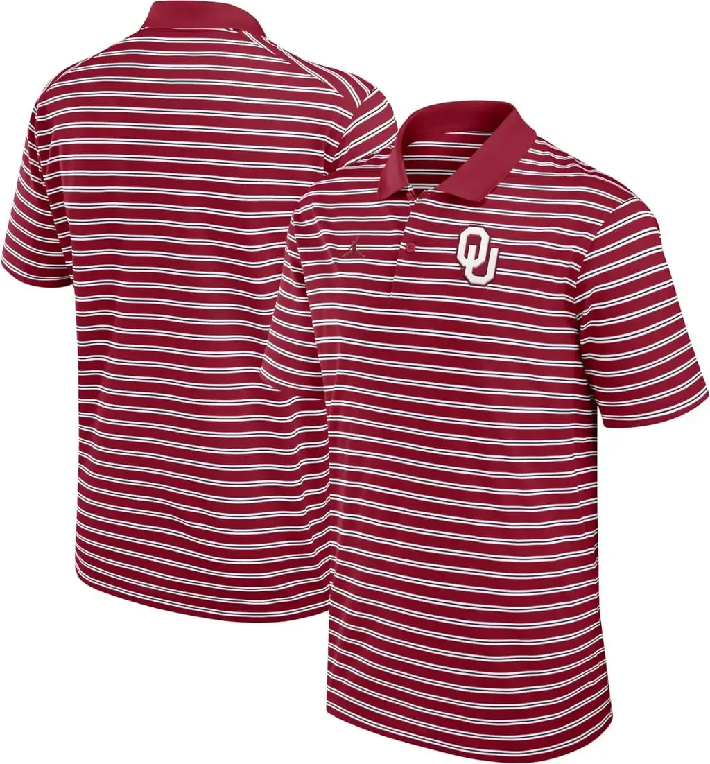Jordan Brand Crimson/White Oklahoma Sooners Primetime Victory Striped Performance Polo