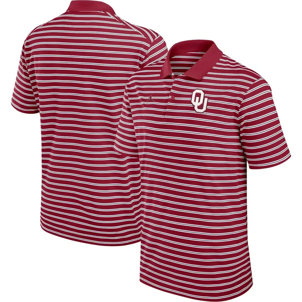 Jordan Brand Crimson/White Oklahoma Sooners Primetime Victory Striped Performance Polo by Jordan Brand