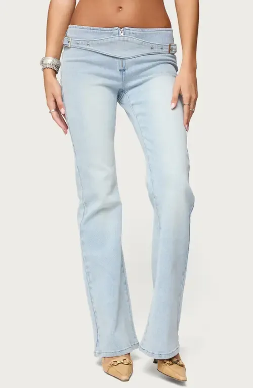 Kinza Belted Low Rise Flare Jeans by EDIKTED