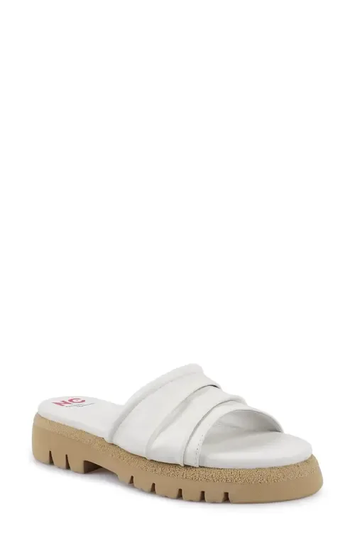 Ferna Platform Slide Sandal in Off White Leather by National Comfort